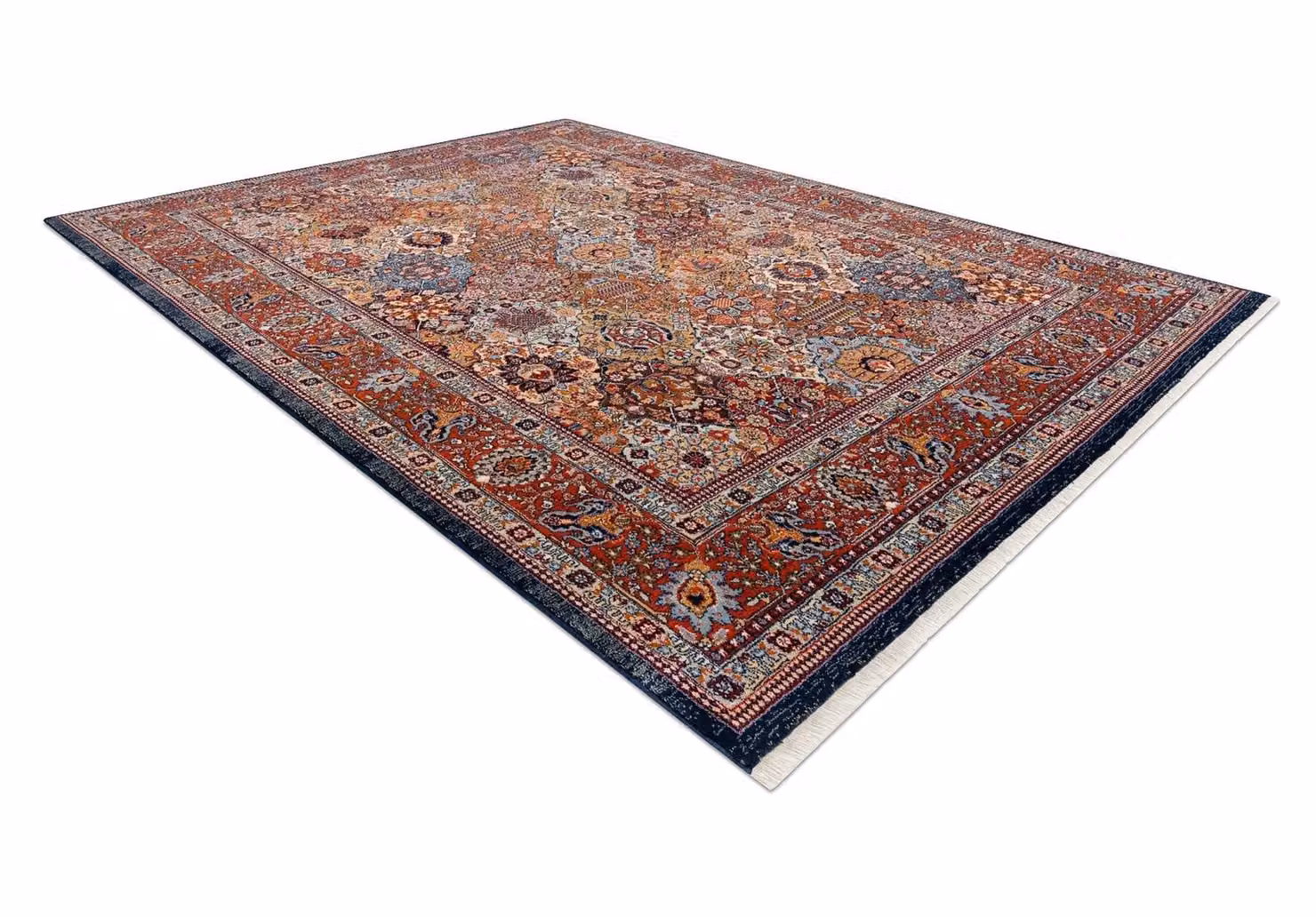 RugsX Orange and Multicolour Oriental Wool Keshan Rectangular Rug W: 200 cm, D: 290 cm – 2