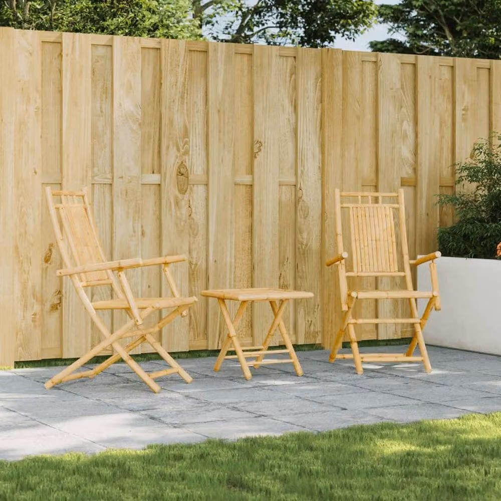 Berkfield Home Set of 2 Brown Bamboo Folding Garden Chairs, W/D/H: 53 x 66 x 99 cm – 2
