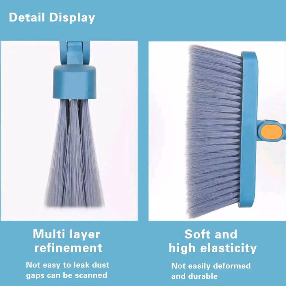NESTLUNE Long Handled Metal Dustpan and Brush Set with Scraper in Blue, W/D/H: 100 x 15 cm – 2