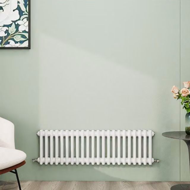 AicaBathroom Horizontal Traditional Cast Iron Style 2 Column Radiator in White, W/D/H: 101 x 30 x 30 cm