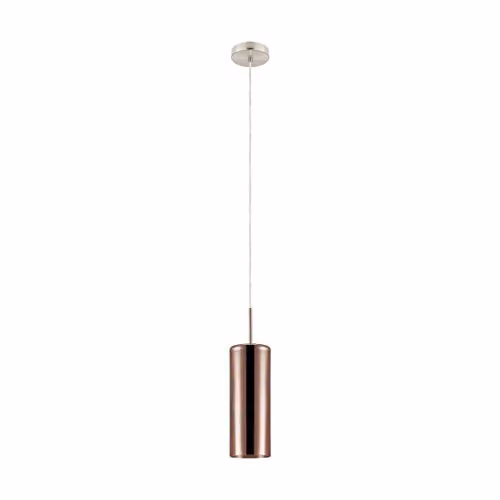 Loops Modern Pendant Light with Satin Nickel and Copper Coloured Glass Shade, E27 Bulb Compatible