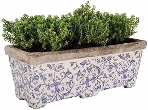 Esschert Design Ceramic Window Box Planter, Multi-Colour, W: 40 cm, D: 15 cm, H: 16 cm – 1
