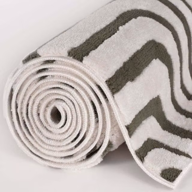The Rugs Loft Abstract Wave Line Textured Terra Rug, Green and Grey, W: 160 cm, D: 230 cm