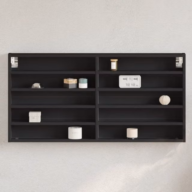 Berkfield Home Classic Vitrine Cabinet in Black with Glass Doors, W/D/H: 100 x 50 x 8.5 cm – 1