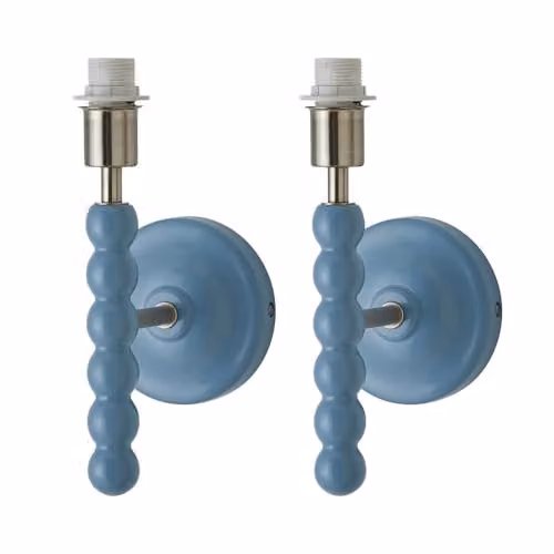ValueLights Pair of Modern Bobbin Style Wall Light Bases in Blue – 2