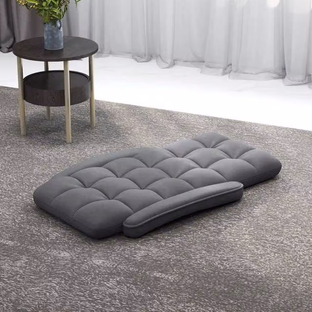 SPETLEK Adjustable Grey Microfibre Floor Chair with Armrests and Adjustable Headrest