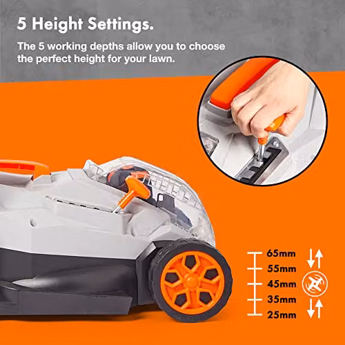 VonHaus 40V Cordless Electric Lawnmower in Green with 30L Collection Bag, Mulching Kit, 33cm Cutting Width and Rechargeable Battery Included – 4