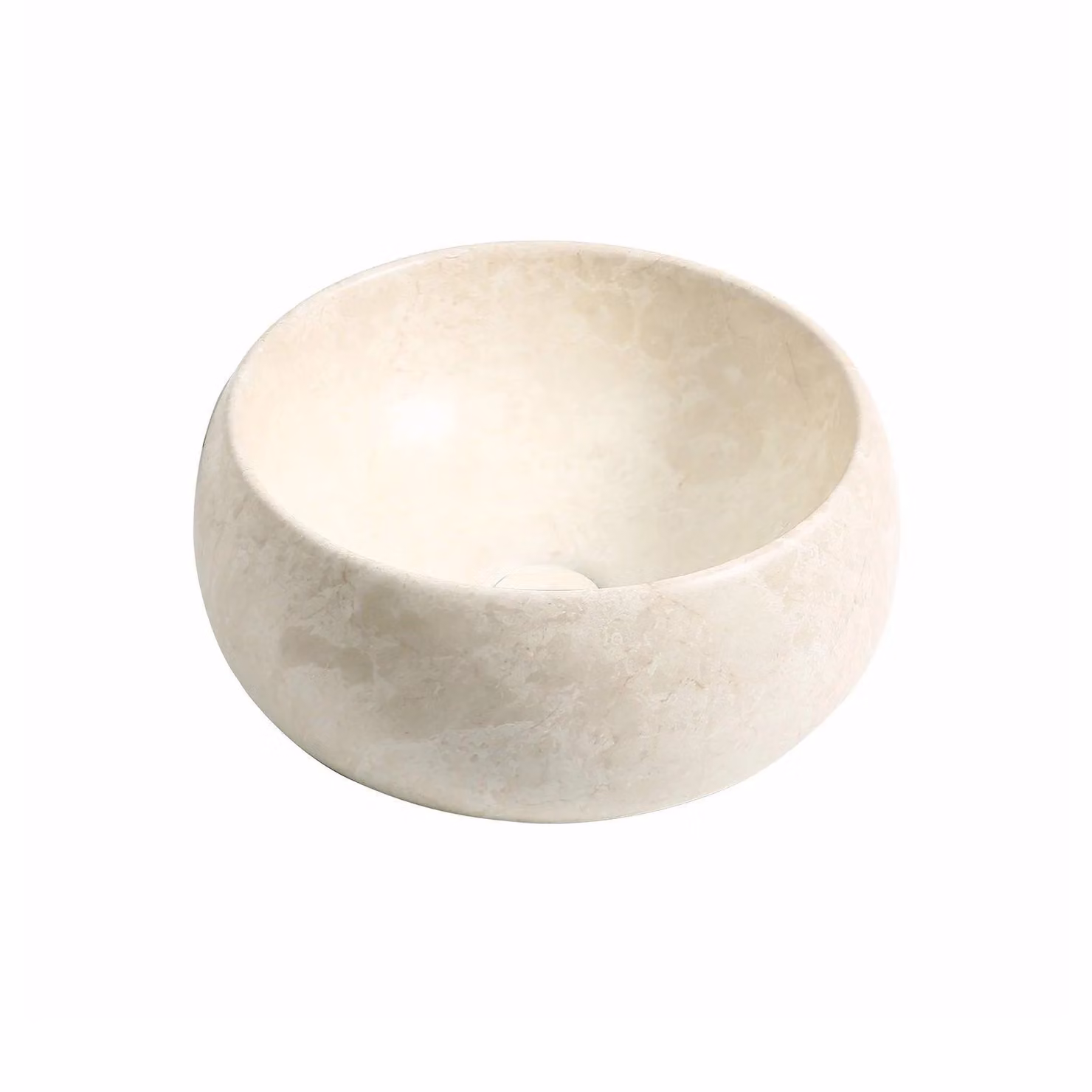 Limoge 7812 Ceramic Domed Round Countertop Basin in Grey Stone Effect, W: 40 cm, D: 40 cm, H: 8 cm – 2