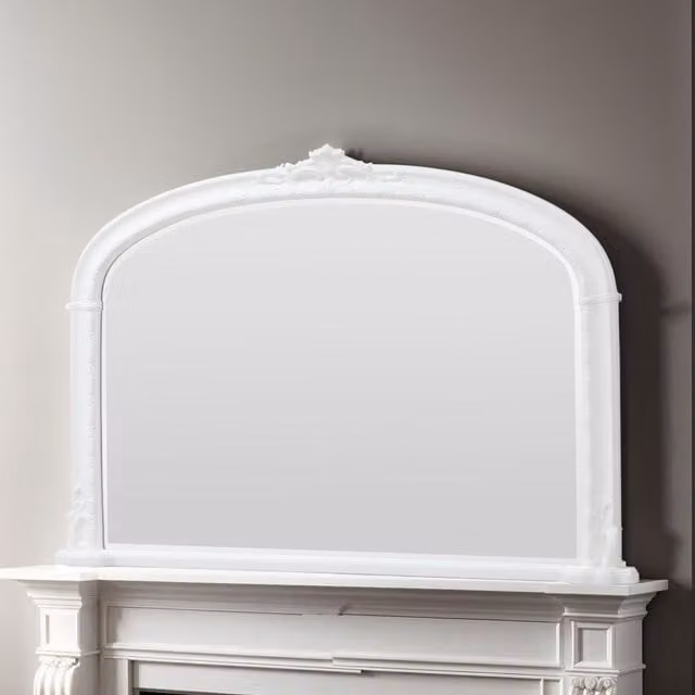 Yearn Victorian Arched Bevelled Overmantle Wall Mirror in White