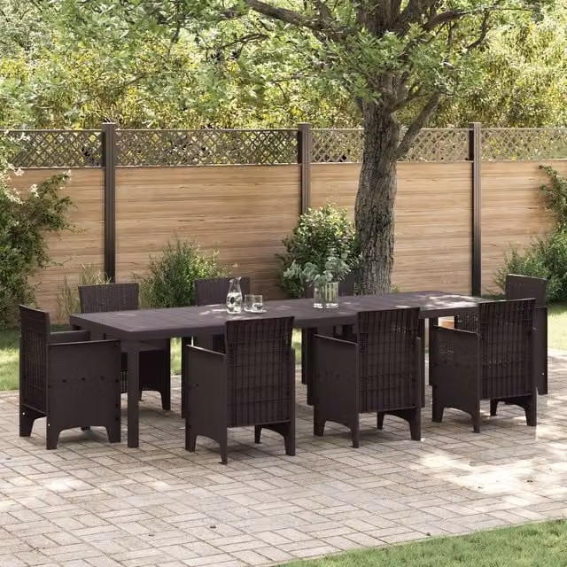 Berkfield Home Brown Poly Rattan Garden Table W/D/H: 300 x 100 x 73 cm
