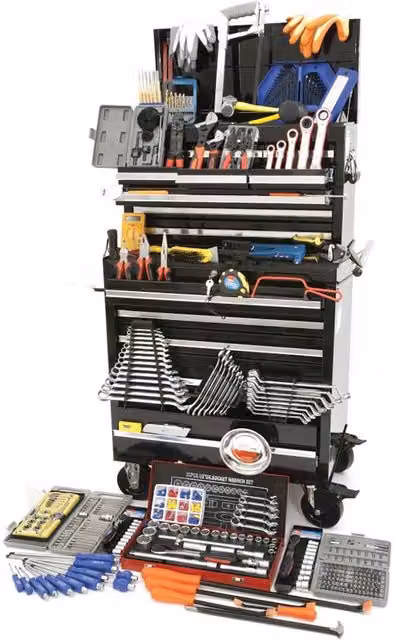 Hilka Rollable Professional Tool Kit Chest Cabinet in Black