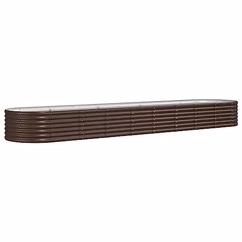 vidaXL Brown Galvanised Steel Garden Raised Bed W/D/H: 368 x 80 x 36 cm