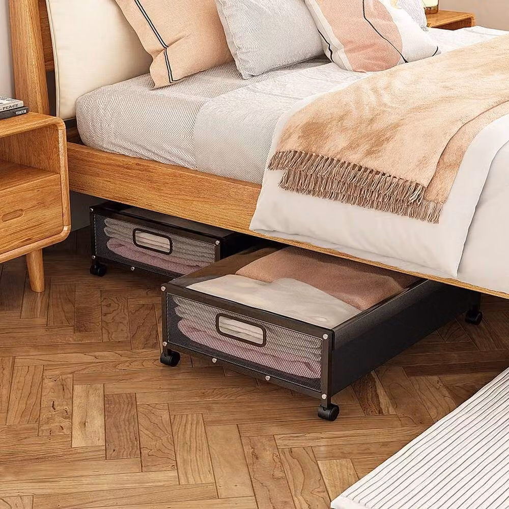 Kelvenix Black Mesh Underbed Clothes Storage Organiser with Wheels – 3