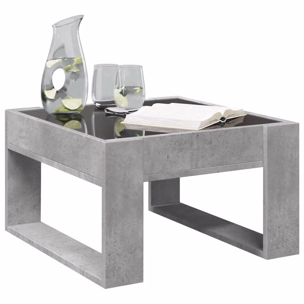 Berkfield Home Infinity LED Coffee Table in Concrete Grey, W: 50 cm, D: 53 cm, H: 30 cm – 3