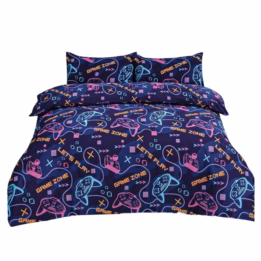 Snug City Kids Gaming Design Polycotton Duvet Cover and Pillowcase Set, Blue, Single, W: 90 cm, L: 200 cm – 2