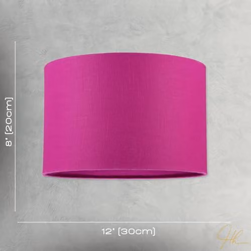 Happy Homewares Raspberry Rose Textured Linen Fabric Circular Lamp Shade in Red and Pink, W: 30 cm, H: 20 cm – 3