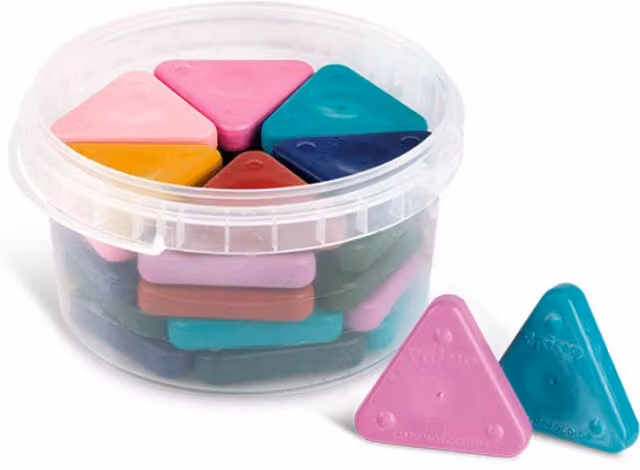 Primo 30 Pack Triangle Wax Crayons in Pastel Multicolour and Yellow