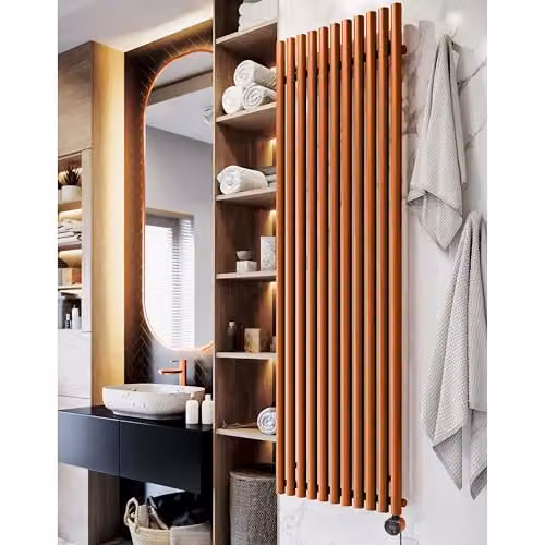 Terma Rolo Room E Electric Radiator with Wifi and App Control, True Copper, 1.5 kW, H 200 cm x W 59 cm x D 5.9 cm – 1