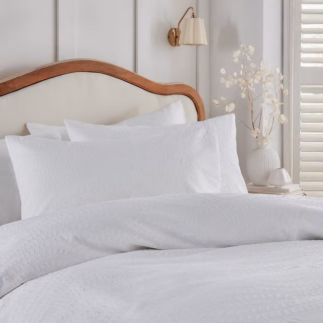 Make It A Home Georgia Embossed Duvet Cover Set, White, 140 x 200 cm