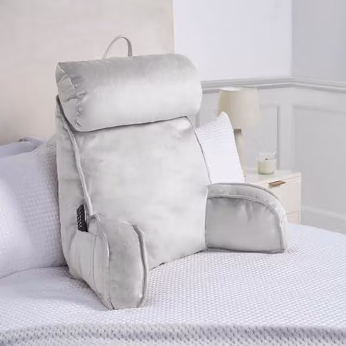 OHS Soft Polyester Reading Pillow with Neck and Back Support in Silver Grey