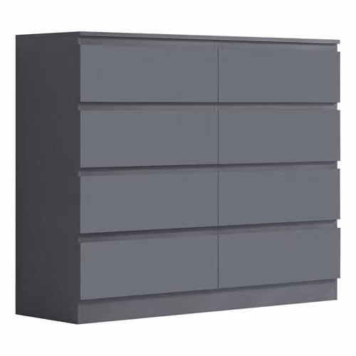 FWStyle Carlton Matt Dark Grey 8 Drawer Chest of Drawers W: 110 cm, H: 99 cm, D: 40 cm