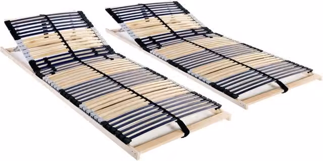 Berkfield Home Set of 2 Brown Slatted Bed Bases with 42 Wood Slats and 7 Ergonomic Zones, W: 90 cm, L: 200 cm – 1