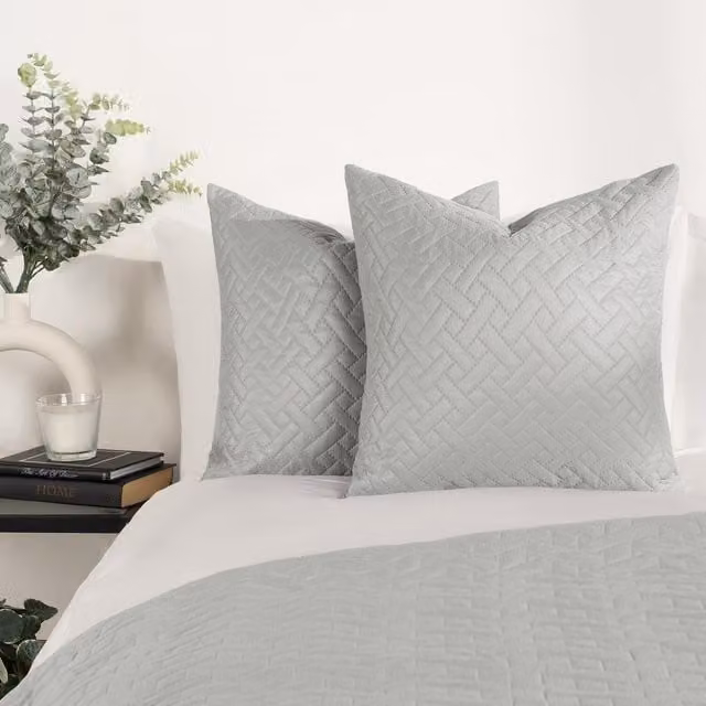 Brentfords Luxury Silver Square Polyester Cushion Covers, Pack of 2