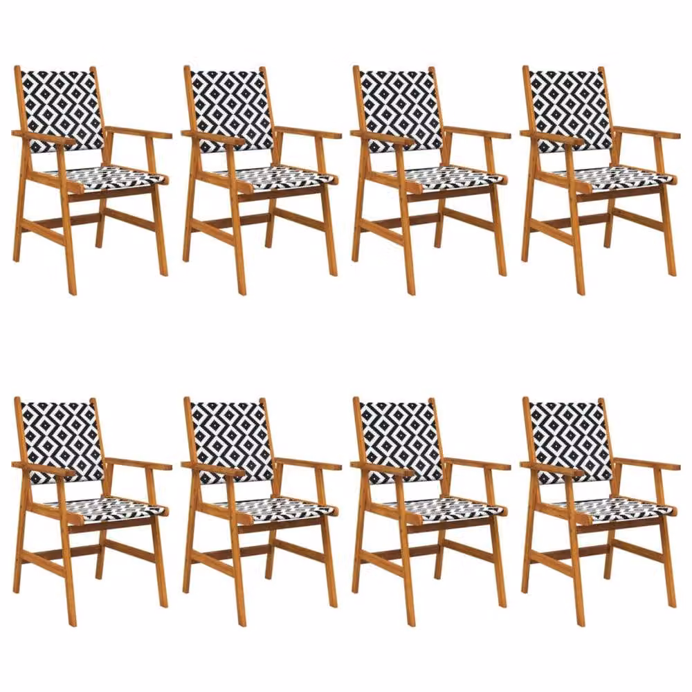 Berkfield Home Stable Garden Chairs, 8 Piece Set, Solid Acacia Wood, Brown, W/D/H: 56 x 62 x 92 cm – 3