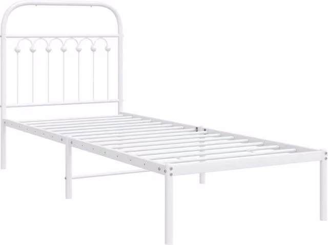 Berkfield Home Metal Bed Frame with Headboard in White, 75 x 190 cm