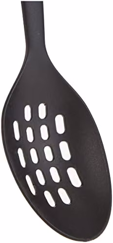 Tefal Comfort Black Plastic Nylon Oval Skimmer Heat Resistant and Non-Scratch Kitchen Tool, Length: 36 cm – 4