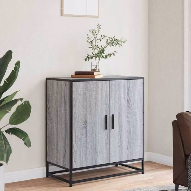 Berkfield Home Grey Sonoma Sideboard in Engineered Wood and Metal, W/D/H: 68 x 35 x 76 cm