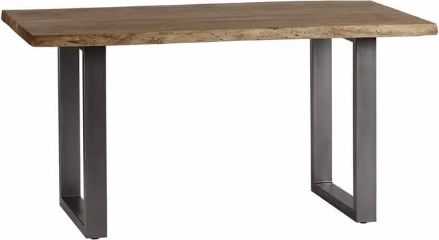 IH Design Brown Acacia Wood Live Edge Rectangular Dining Table with Sled Base