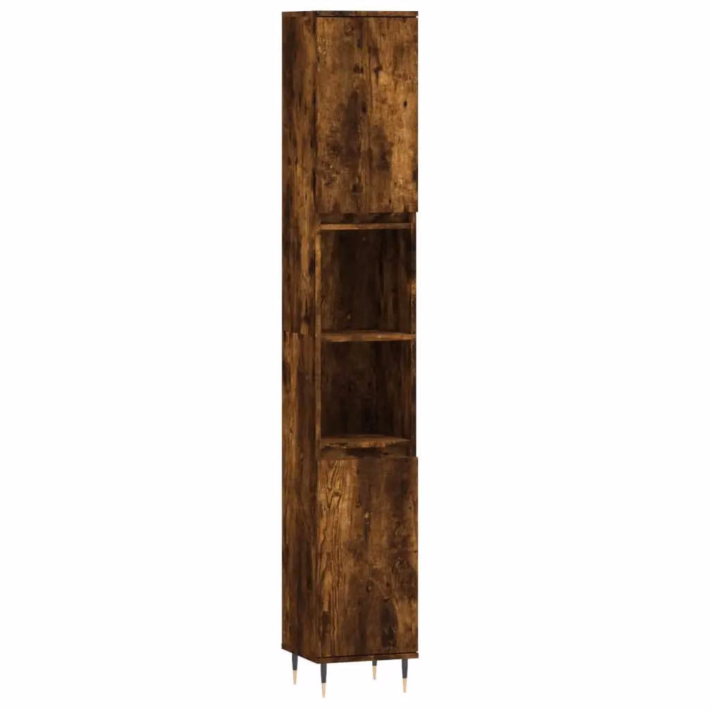 Berkfield Home Smoked Oak Bathroom Cabinet in Brown, W/D/H: 30 x 30 x 190 cm – 2
