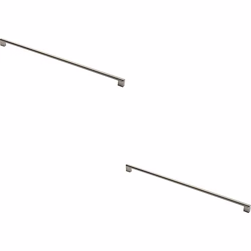 Loops 2 Pack Round Bar Pull Handles in Brushed Satin Nickel and Stainless Steel, W: 64.8 cm, D: 1.4 cm, Fixing Centres: 60.8 cm