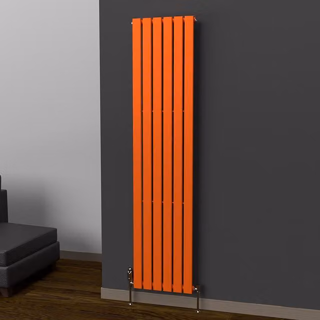 Lux Heat Flat Coloured Vertical Radiator in Sunburst Orange, H 180 cm x W 42 cm