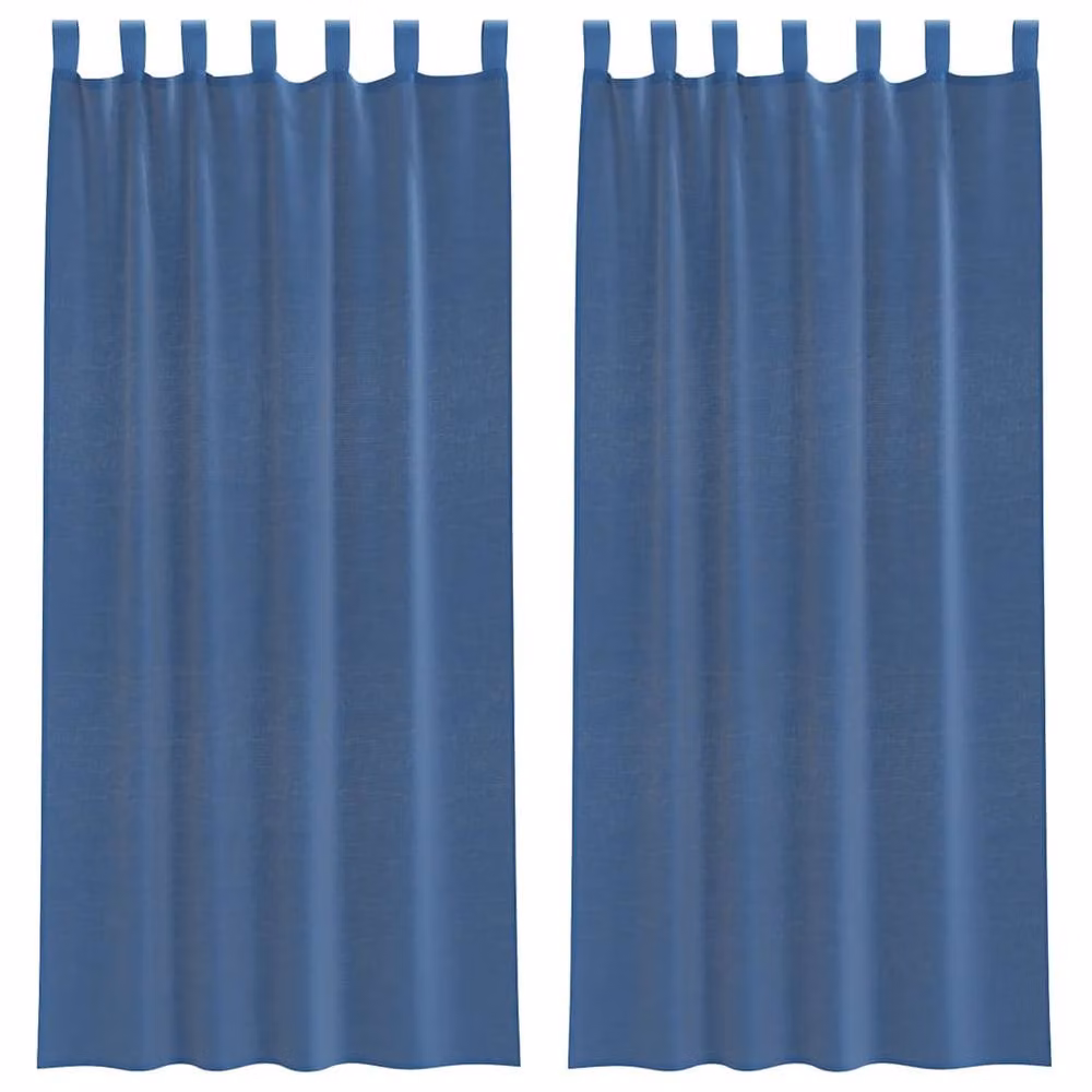 Berkfield Home Royal Blue Voile Fabric Panel Curtains with Tabs, 2 Pack, W: 140 cm, H: 225 cm – 2