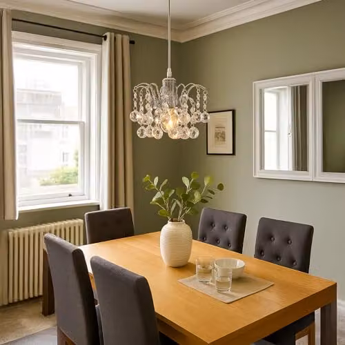 INNOTECK Faceted Oriel Crystal Pendant Light Shade in Polished Chrome – 5