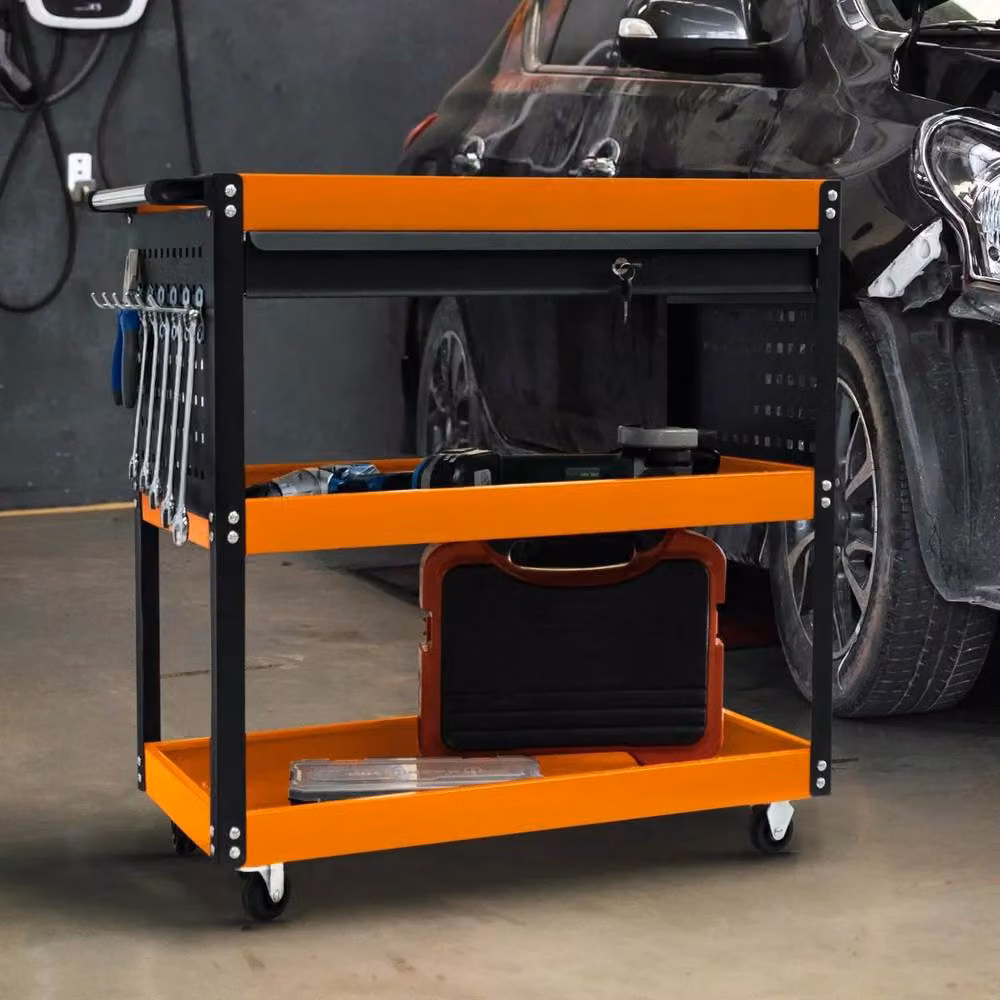 Monstershop T-Mech Lockable Tool Storage Trolley in Orange, Steel – 4