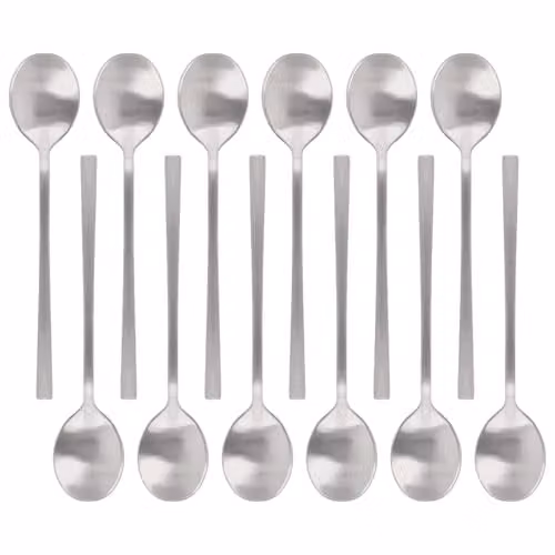 Argon Tableware Polished Silver Stainless Steel Teaspoons, Pack of 12