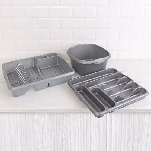 Wham Casa 3 Piece Plastic Kitchen Set in Silver and Grey – 1