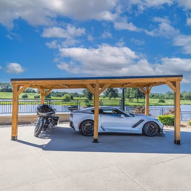 Backyard Discovery Rustic Brown Cedar Wood and Galvanised Steel Gable Carport