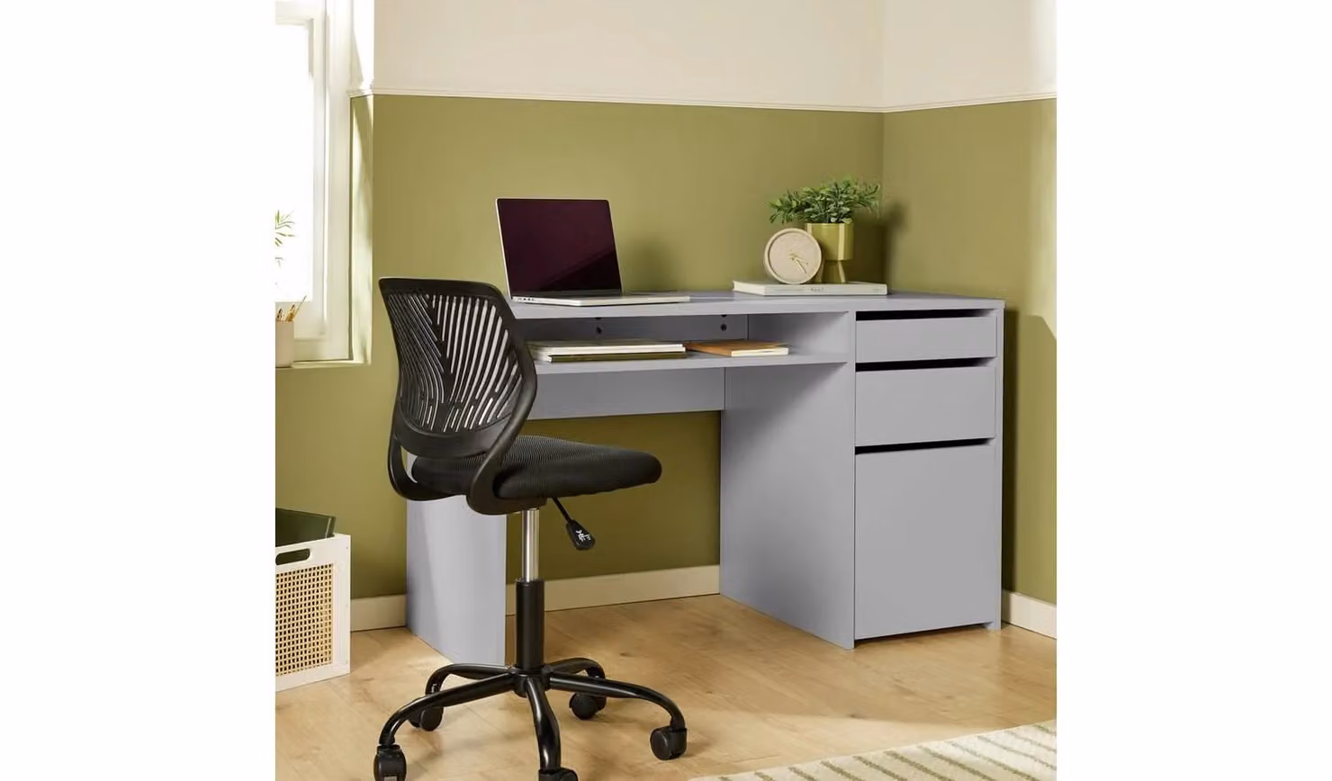 Pepper 2 Drawer Large Modern Grey Computer Desk W/D/H: 120 x 60 x 75.5 cm
