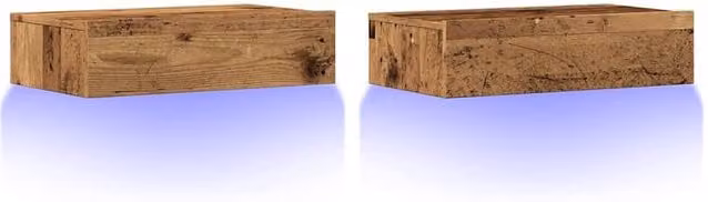 Berkfield Home Set of 2 TV Cabinets with LED Lights in Old Wood Brown, W/D/H: 60 x 35 x 15.5 cm