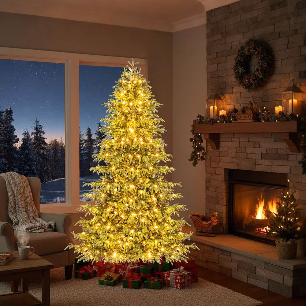 Costway 6 FT Pre-lit Hinged Artificial Christmas Tree in Green – 5