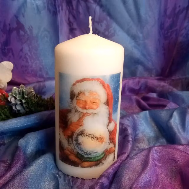 Viki White Christmas Pillar Candle for Tabletop