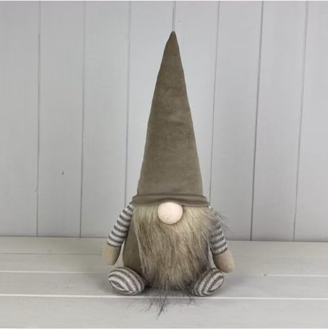 KDMD Grey Fabric Striped Gonk Christmas Decoration with LED