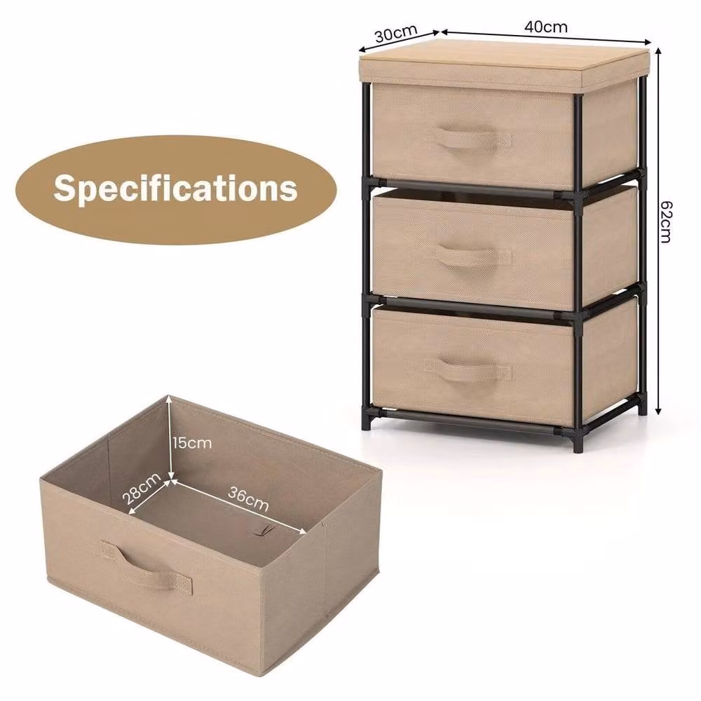 KORVIXA 3-Tier Chest of Drawers and Nightstand Organizer in Beige – 2