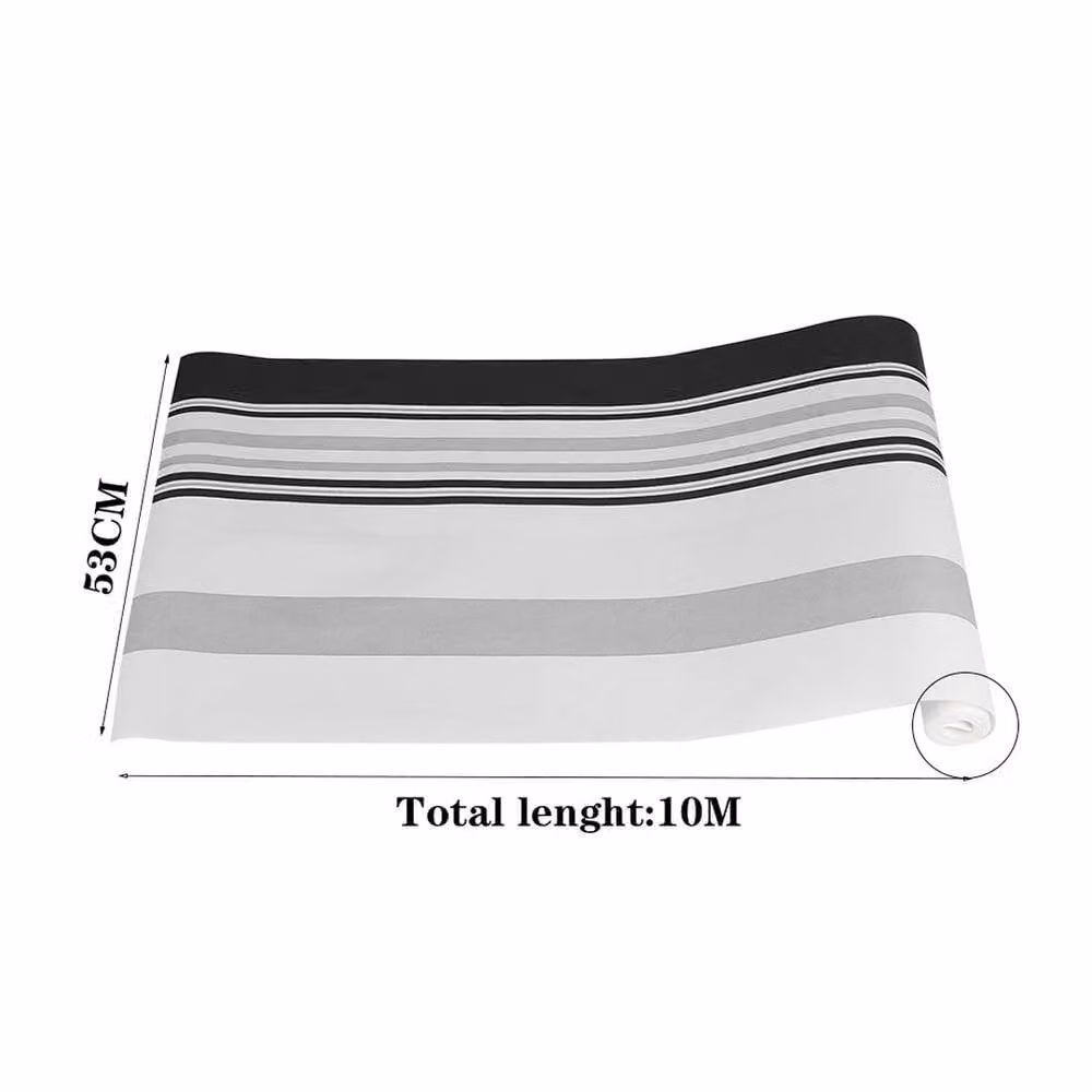 NESTLUNE Non-woven Striped Abstract Wallpaper in Charcoal Grey and Black, W/H: 100 x 100 cm – 3