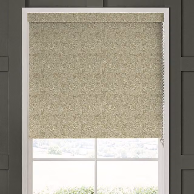 William Morris Marigold Floral Blackout Made To Measure Roller Blind in Beige and Brown