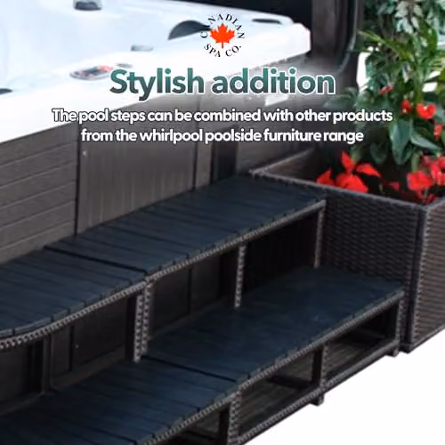 Canadian Spa Co. Brown Rattan Design Outdoor Hot Tub Steps – 6